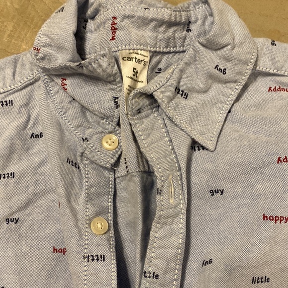 Carter’s, 5T, button down shirt and red pants set. GUC - Picture 2 of 4